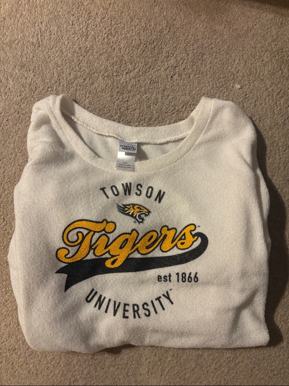 Towson Tigers White Crewneck Sweatshirt